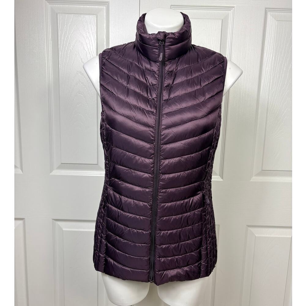 Heat Keep Purple Packable Puffer Down Vest Women's Size S Full Zip